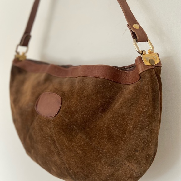 Vintage The Bay Made in Italy Suede Crescent Shoulder Bag - Picture 6 of 12